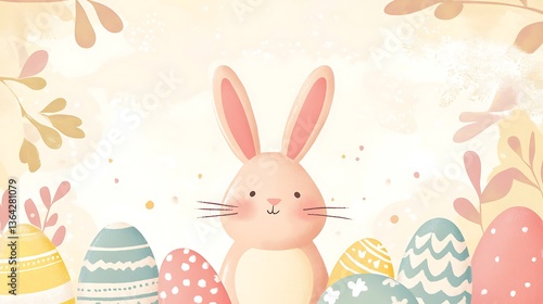 Easter Bunny Pastel Eggs Spring.