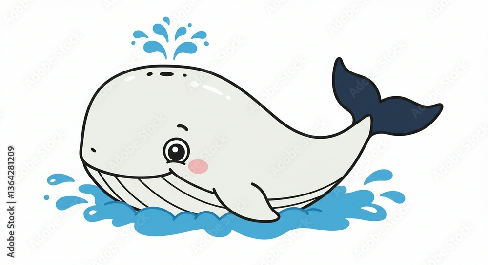 Obraz premium Cute Whale Animal For Kids Wallpaper with White background