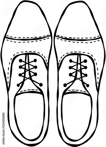 Groom’s Wedding Shoes Hand Drawn Line Art Vector Illustration