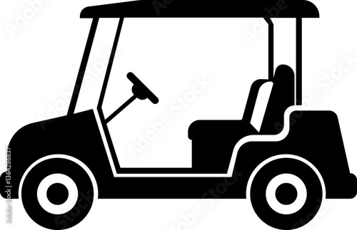 Golf car icon.Sport, vehicle transport. Outline, Car for golfers. Passenger transportation. Golfcar silhouette design vector style in a golf club with a car icon,black golf car icon vector.