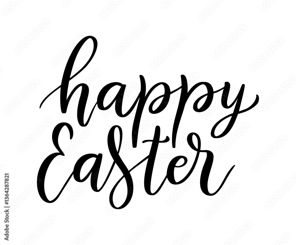 Happy Easter Calligraphy Text. Vector Illustration with Decorative Typography. Stylish Hand Drawn Lettering for Greeting Card, Poster, Sale Banner, or Print Design. Easter Quote Isolated on Background Happy Easter Calligraphy Text. Vector Illustration with Decorative Typography. Stylish Hand Drawn Lettering for Greeting Card, Poster, Sale Banner, or Print Design. Easter Quote Isolated on Background