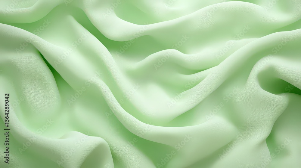 Obraz premium Pale Green Fabric Drapes: Smooth Texture and Subtle Waves