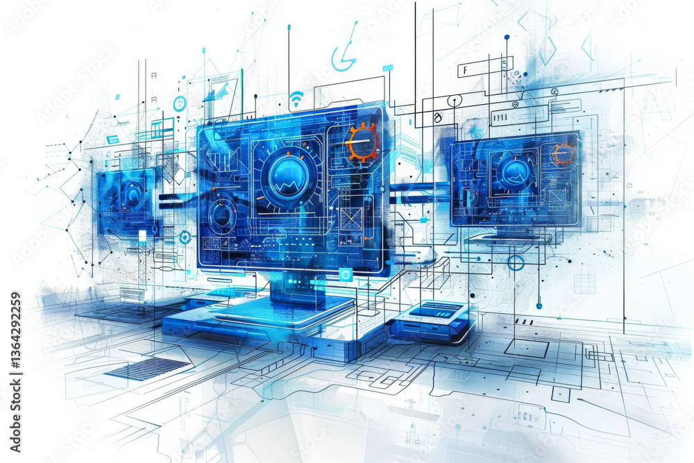 Server Virtualization Concept - Partitioning of Central Physical Server into Smaller Virtual Servers to Maximize Computing Resources