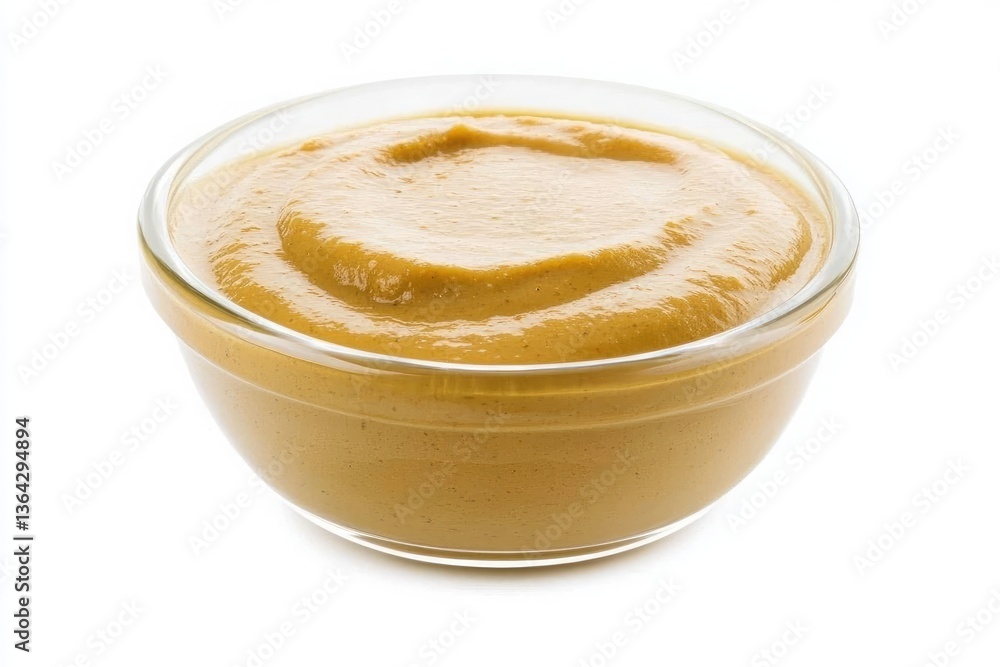 mustard sauce in a bowl isolated on white background mustard sauce in a bowl isolated on white background