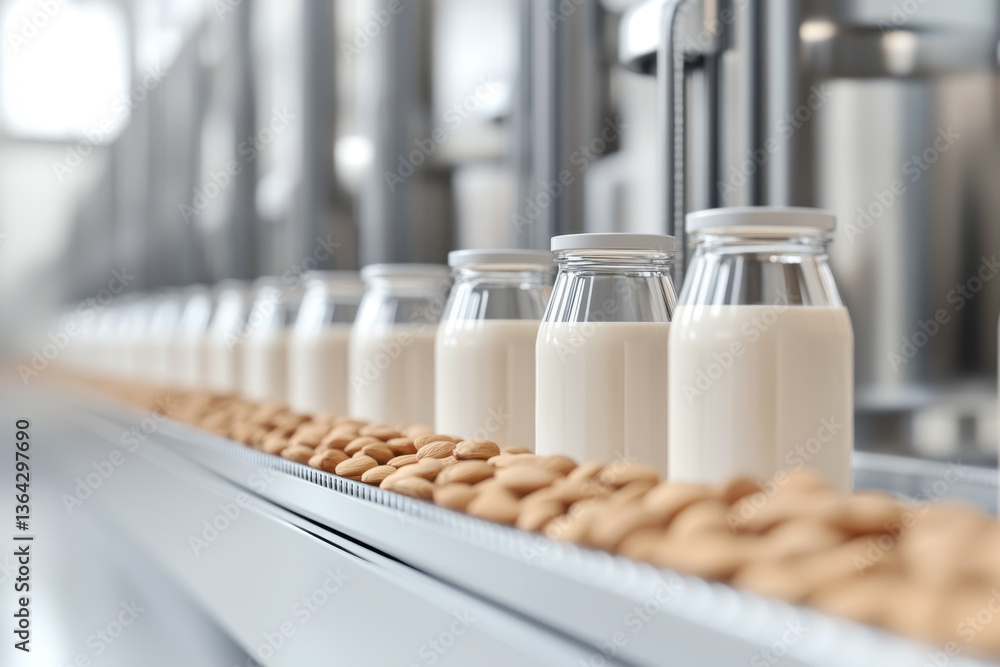 Milk factory. Robotic factory line for processing