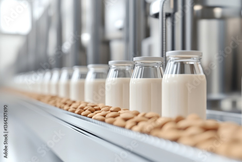 Obraz na płótnie Milk factory. Robotic factory line for processing w salonie