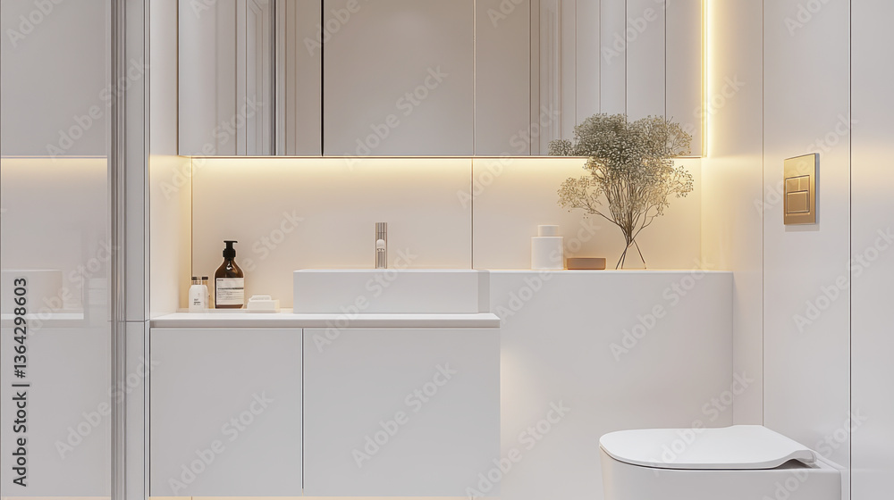 White Minimal and Modern bathrooms