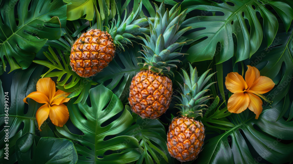 fresh pineapple fruits on background