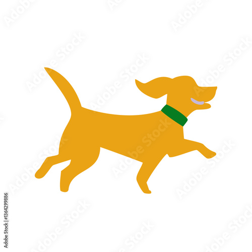 カラフルな犬が無邪気に遊んでいるシーンをシンプルに描いたイラスト