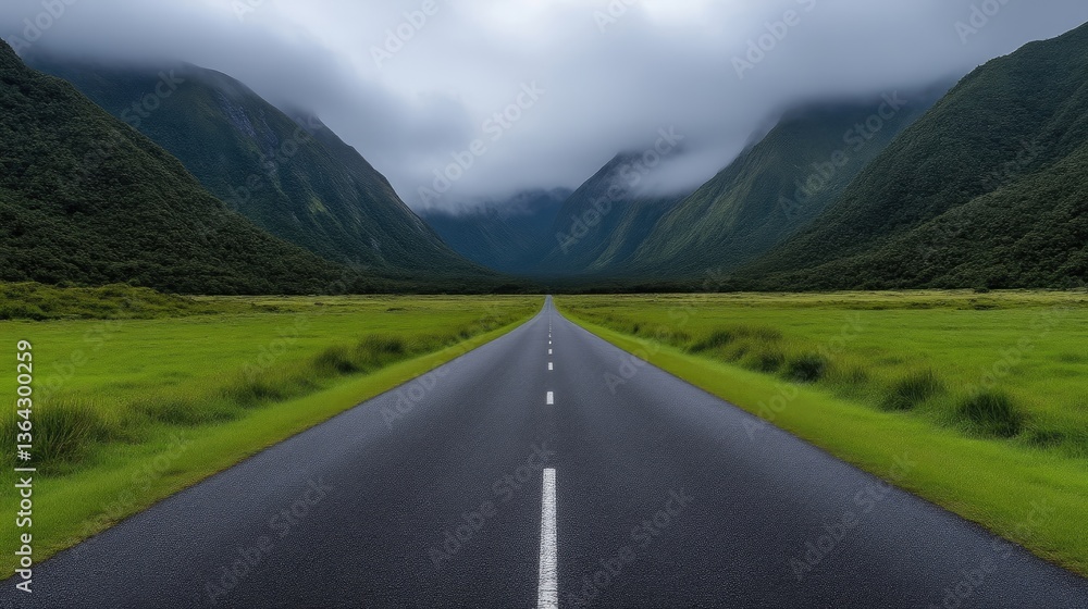 Fototapeta premium Serene mountain road through valley
