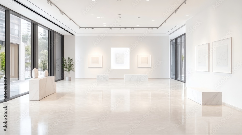 Fototapeta premium Modern art gallery interior, minimalist exhibition space