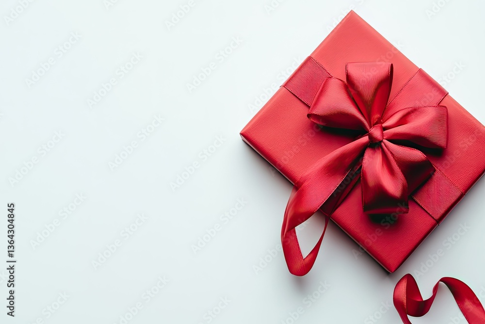 High Resolution Picture of Red Ribbon Bow and Gift Box on White Background Isolated Flat Lay High Resolution Picture of Red Ribbon Bow and Gift Box on White Background Isolated Flat Lay