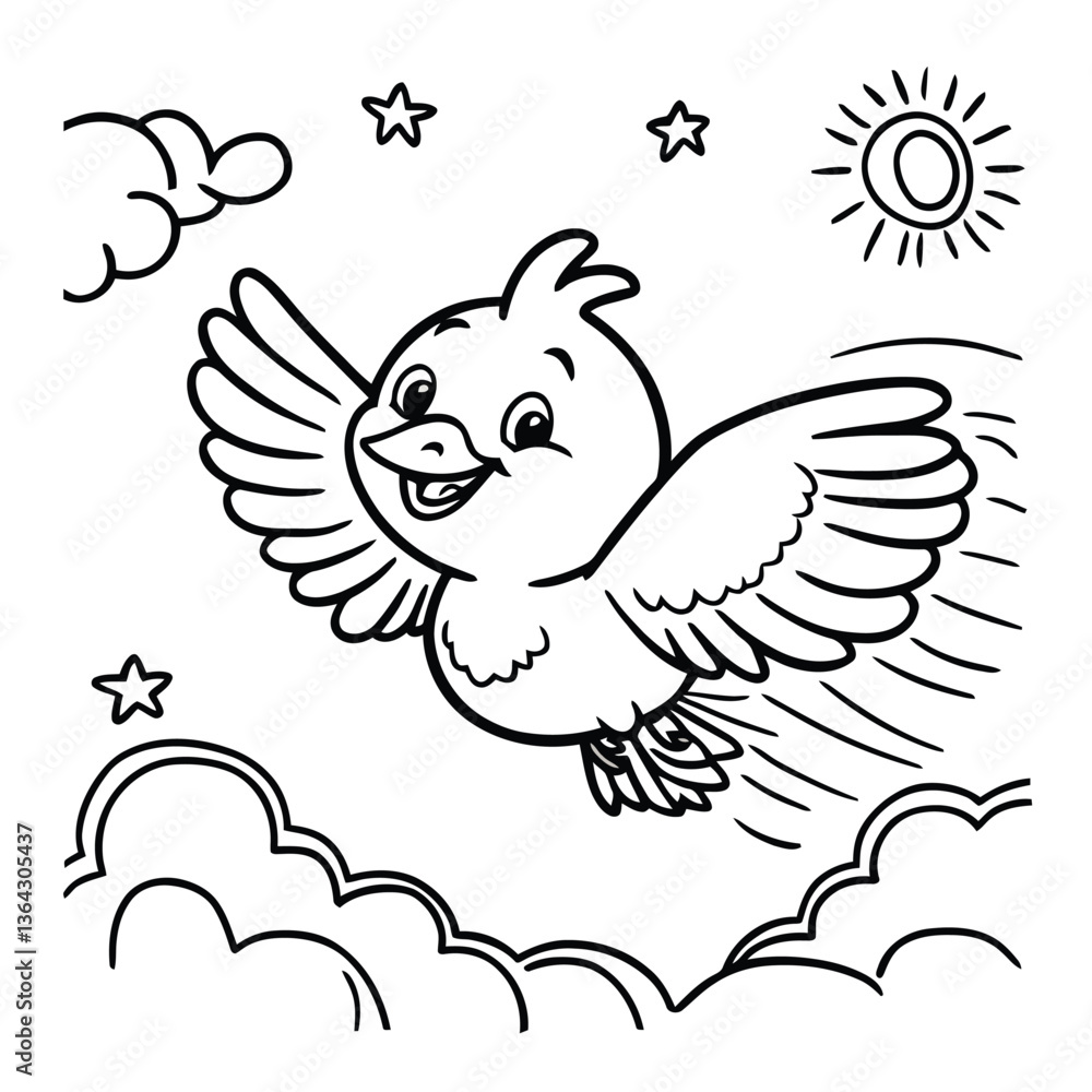 Cute Little Bird with Music Notes Cute Little Bird with Music Notes