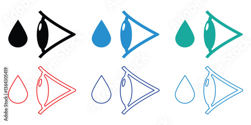 Eye drop icon vector set, colorful eye drop icon vector in flat style illustration isolated on white background.