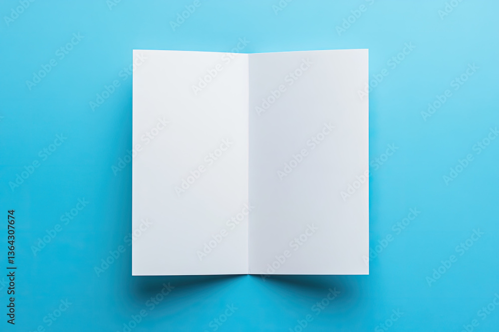 High Resolution Picture of Bifold White Template Paper on Blue Background High Resolution Picture of Bifold White Template Paper on Blue Background