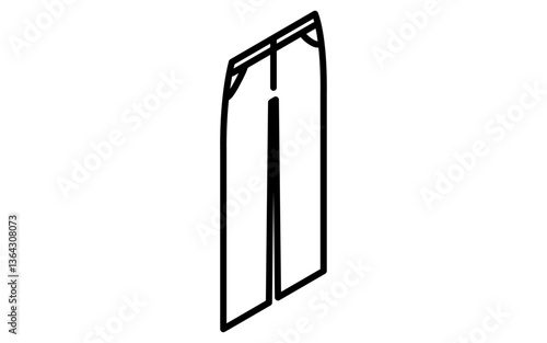 Bottoms, jeans, simple isometric line drawing icon in black and white