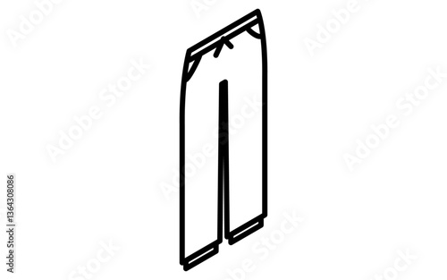 Bottoms, jeans, simple isometric line drawing icon in black and white