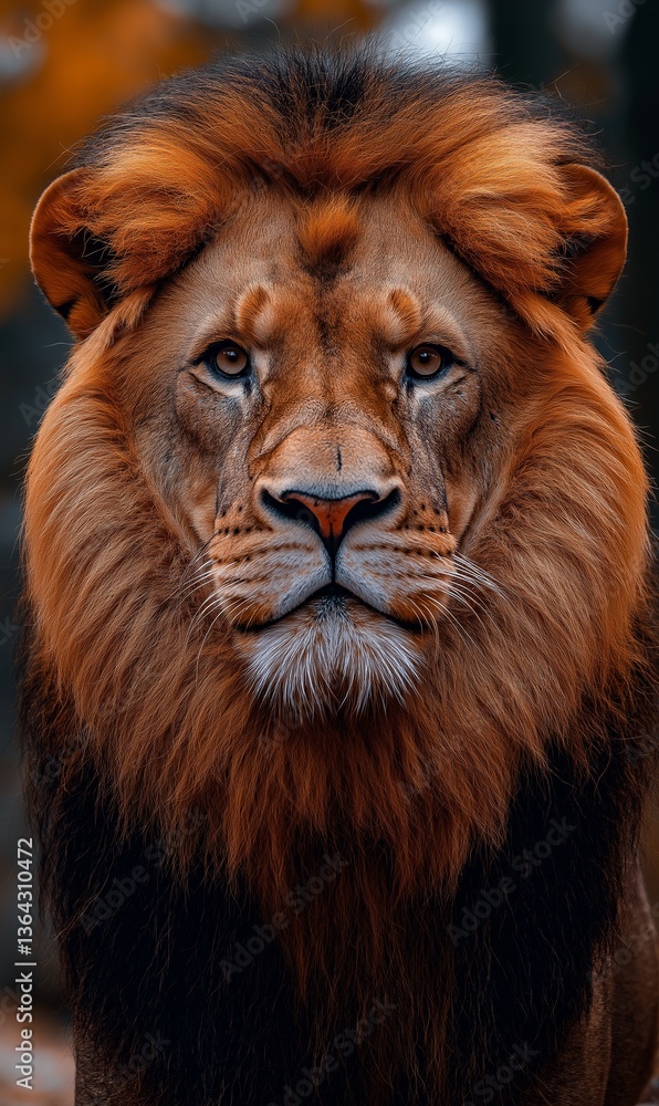 Fototapeta premium Majestic Lion A Close-Up Portrait of the King of the Jungle, Mobile Background