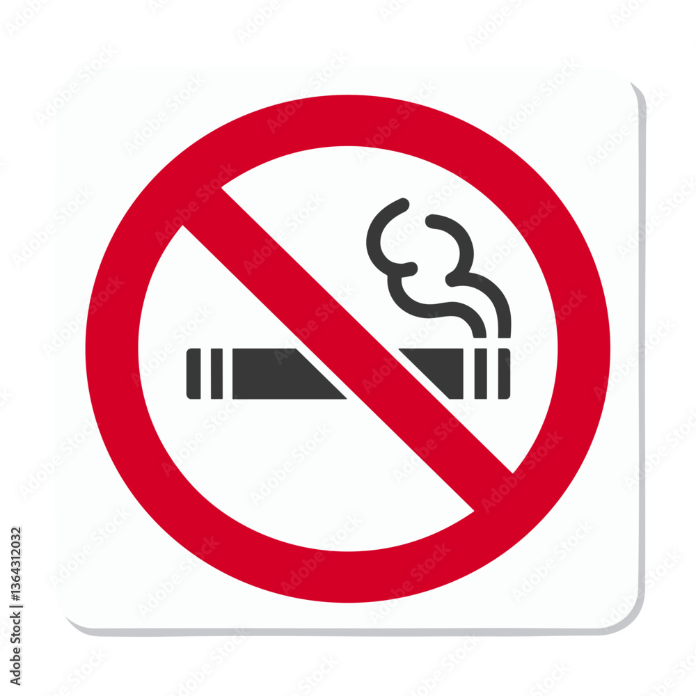 No Smoking Sign - Prohibition Symbol in Red and Black Colors No Smoking Sign - Prohibition Symbol in Red and Black Colors