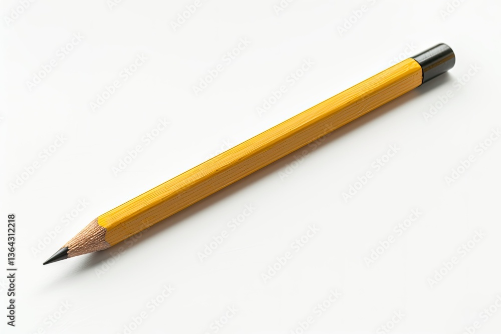 Flawless Image of High Angle View of Pencil on Table Against White Background Flawless Image of High Angle View of Pencil on Table Against White Background