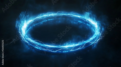 푸른 전자기장의 빛나는 고리, AI 생성