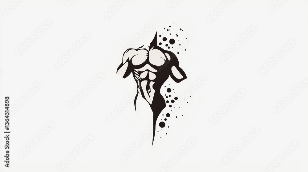 Fototapeta premium Muscular Male Torso Abstract Art Design Fitness Bodybuilder Strength