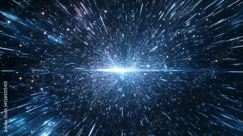 초신성이 폭발하는 듯한 우주 속 빛의 폭풍, AI 생성