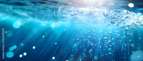 Panel kuchenny z motywem A serene and mesmerizing underwater scene with a vibrant colorful ocean crystal clear blue water and enchanting bubbles illuminated by contemporary cinematic lighting