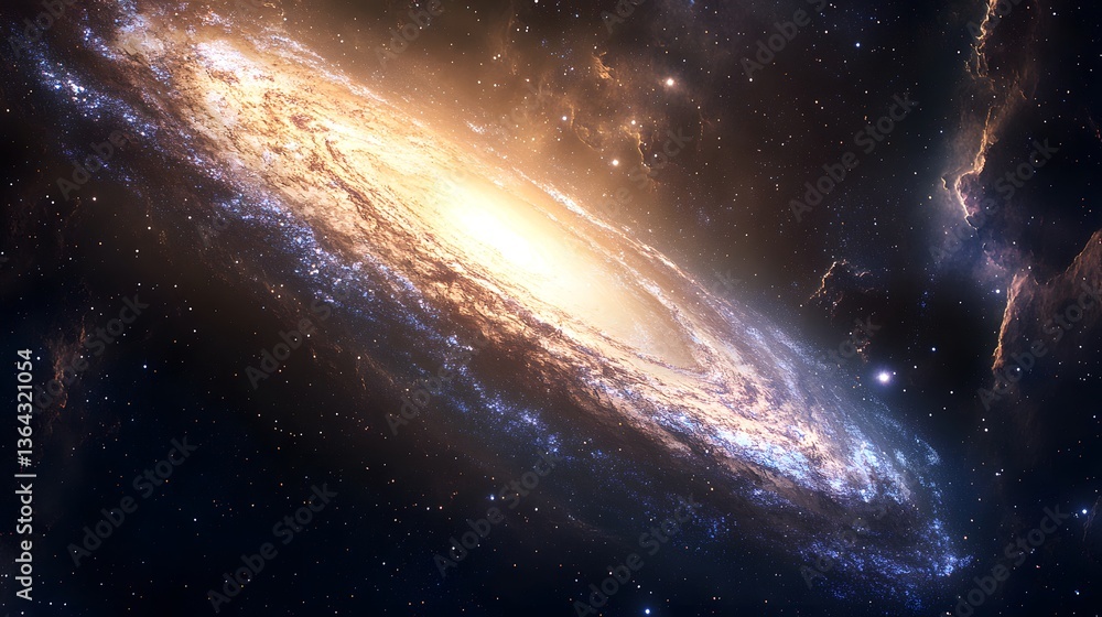 Fototapeta premium Awe-inspiring representation of a very large galaxy illuminating the cosmic space with its grand formations