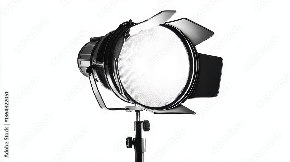 A studio lighting apparatus stands on a sturdy metal support A studio lighting apparatus stands on a sturdy metal support