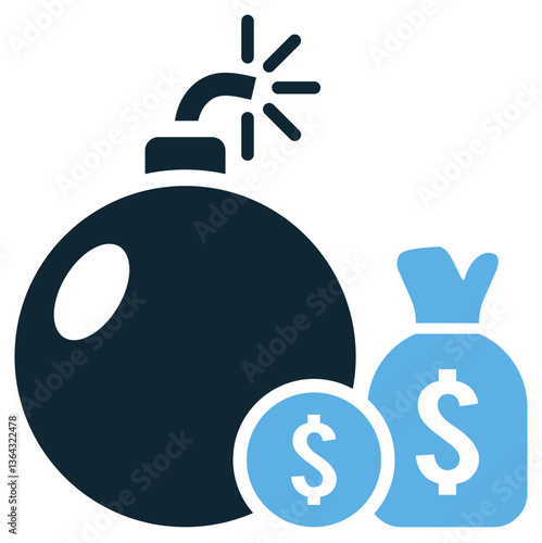 Debt financing icon vector representing loans, capital funding, and financial management. Ideal for business growth, investment, and economic planning.