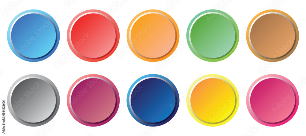 Different colored buttons with white background Different colored buttons with white background