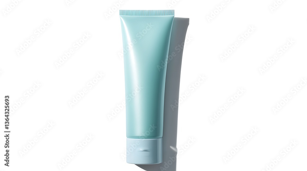 Isolated light blue tube of cream on a white studio background Isolated light blue tube of cream on a white studio background
