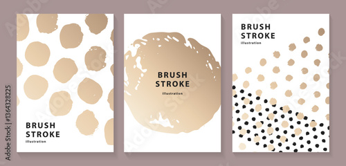 ブラシストロークの背景イラストセット金_7