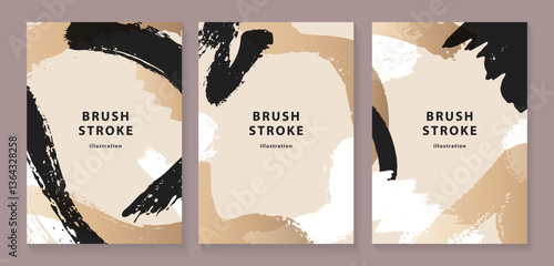 ブラシストロークの背景イラストセット金_8