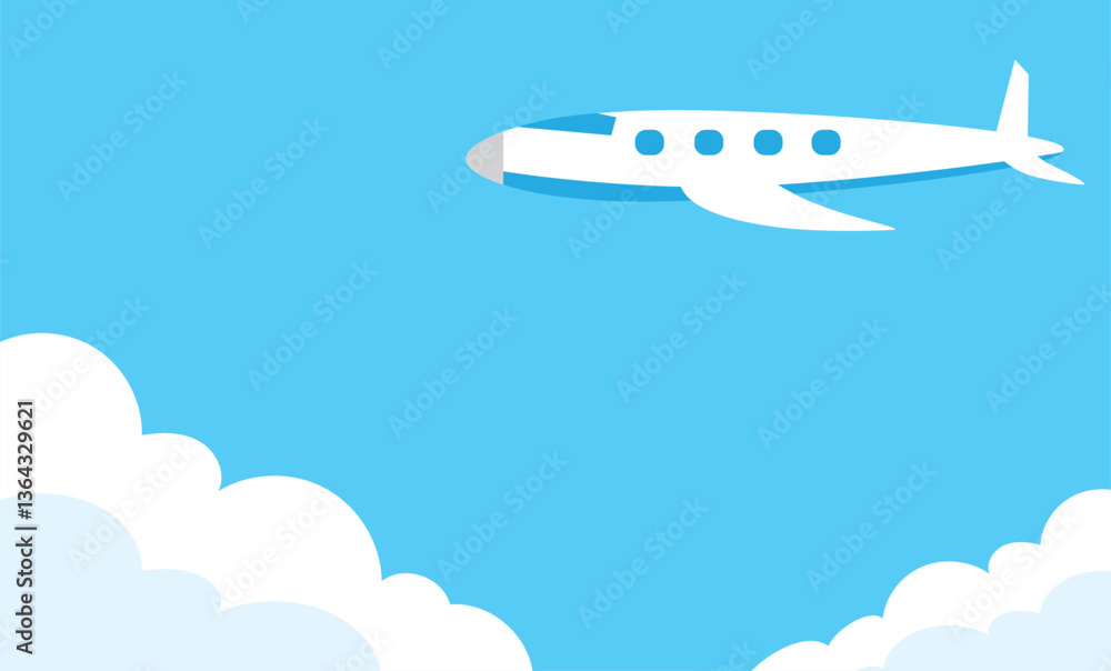 Naklejka premium 飛行機と空のベクターイラスト背景素材