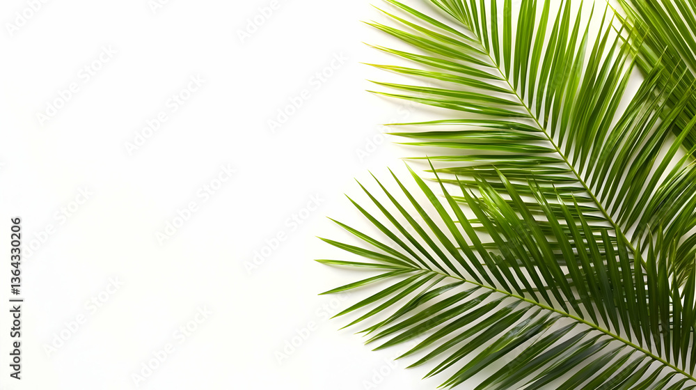 Fototapeta premium Tropical Palm Leaves On White Background