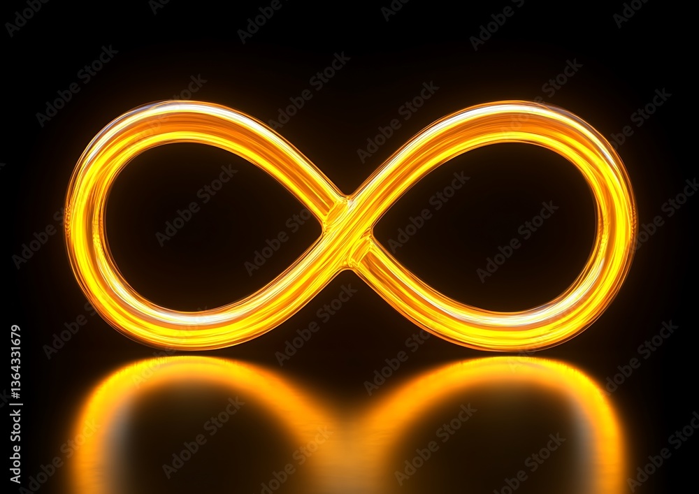 Fototapeta premium Infinity symbol, glowing, dark background (1)