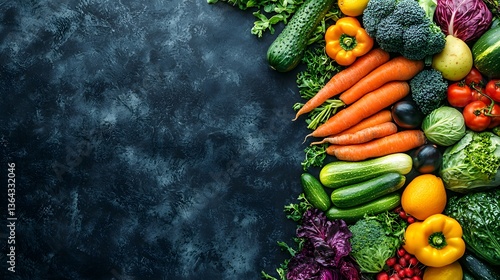 Fresh Organic Vegetables Displayed on Dark Background for Cooking