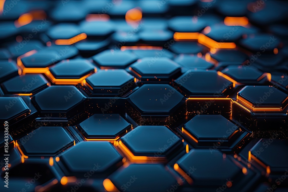 Abstract hexagonal grid with glowing edges Abstract hexagonal grid with glowing edges