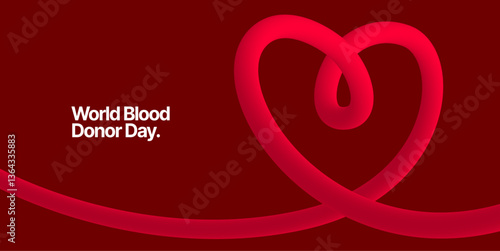 Heart and drop shape design from red lines for background, poster or cover. Layout for World Blood Donor Day, Medicine or Hospital. 