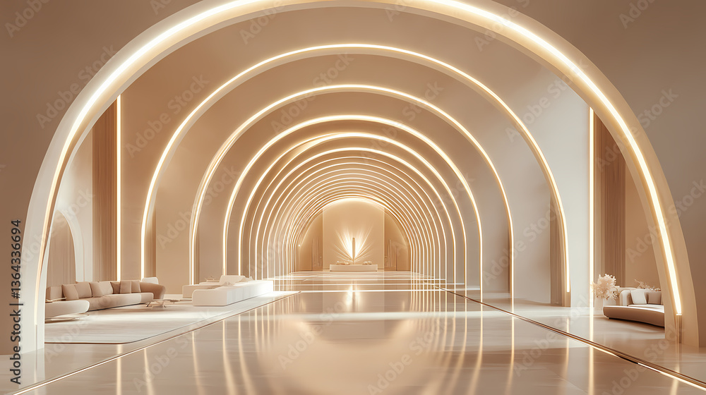 Obraz premium Modern Architectural Lobby with Soft Lighting
