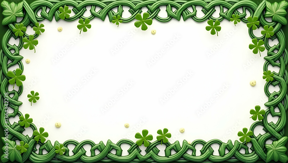 Celtic Cross and Shamrocks Border Frame for St. Patrick's Day with Traditional Copy Space Celtic Cross and Shamrocks Border Frame for St. Patrick's Day with Traditional Copy Space