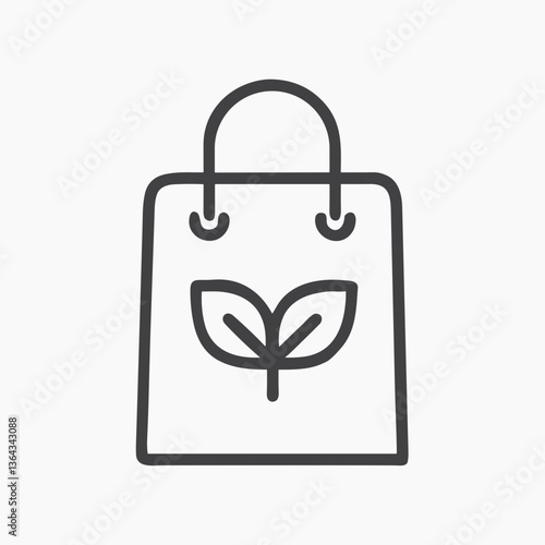 Eco shopping bag icon for sustainability blogs, websites, clipart, stationery, awareness campaigns, and eco-friendly product design