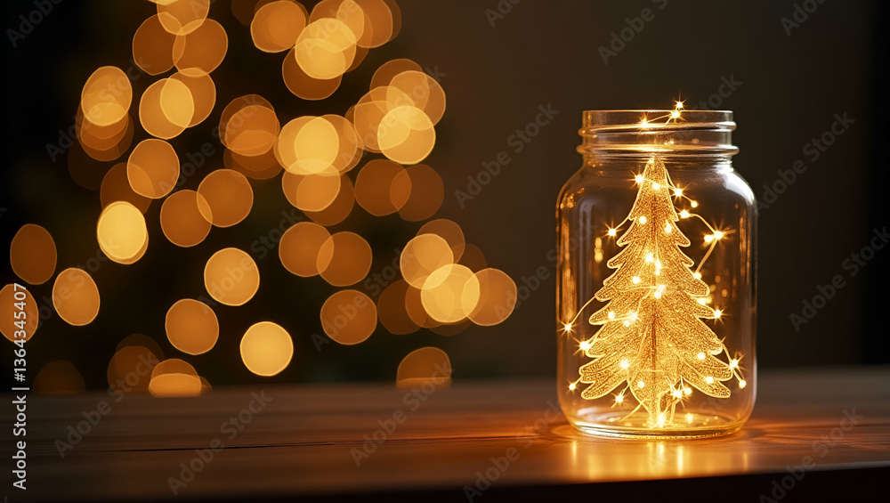 Flat Christmas New Year close up elegant tree glass jar bokeh lights background copy space concept as Close up Christmas tree elegantly styled in a glass jar bokeh lights background perfect for festiv Flat Christmas New Year close up elegant tree glass jar bokeh lights background copy space concept as Close up Christmas tree elegantly styled in a glass jar bokeh lights background perfect for festiv