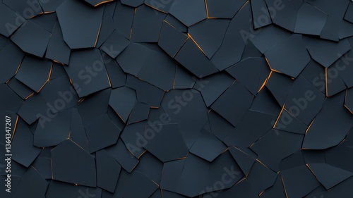 Obraz na płótnie Dark Gray Fragmented Abstract Background with Glowing Orange Lines w salonie