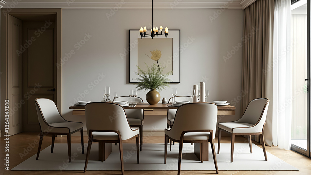 Dining table arranged in room with picture frame on wall showcasing elegant home dining setup and decor. concept as Dining table arranged in room with picture frame on wall showcasing elegant home din Dining table arranged in room with picture frame on wall showcasing elegant home dining setup and decor. concept as Dining table arranged in room with picture frame on wall showcasing elegant home din