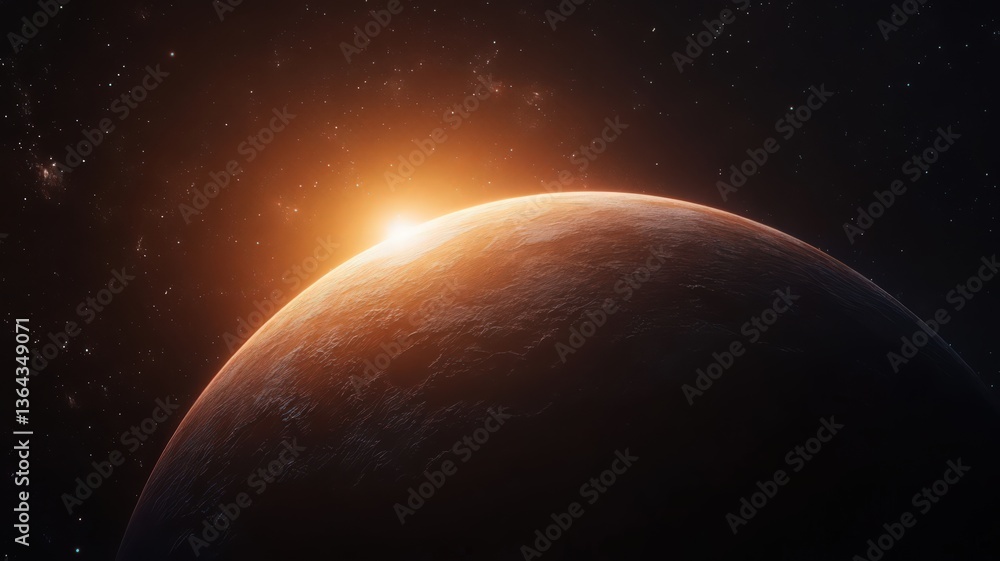 Pixelated Planet Sunrise in Space Pixelated Planet Sunrise in Space