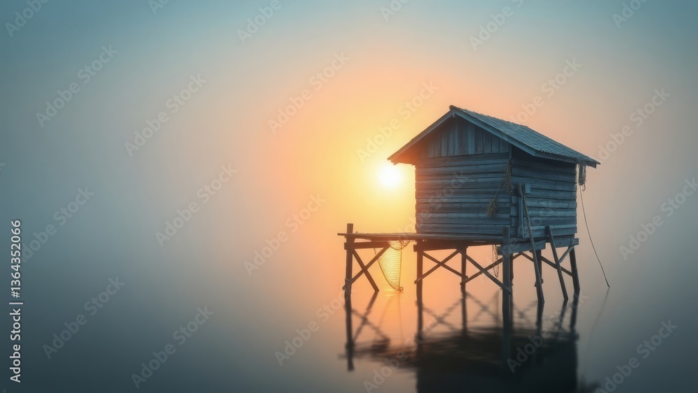 Wooden Fishing Shack in the Mist Wooden Fishing Shack in the Mist