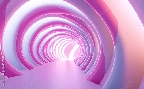 Abstract Pink Tunnel with Light